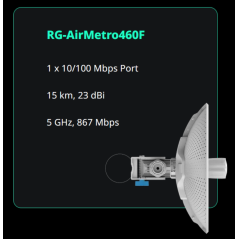 Pont sans fil CPE 5 GHz 23 dBi, 867 Mbps, IP65, 15 km, 1 port 10/100M, H:9° V:9°