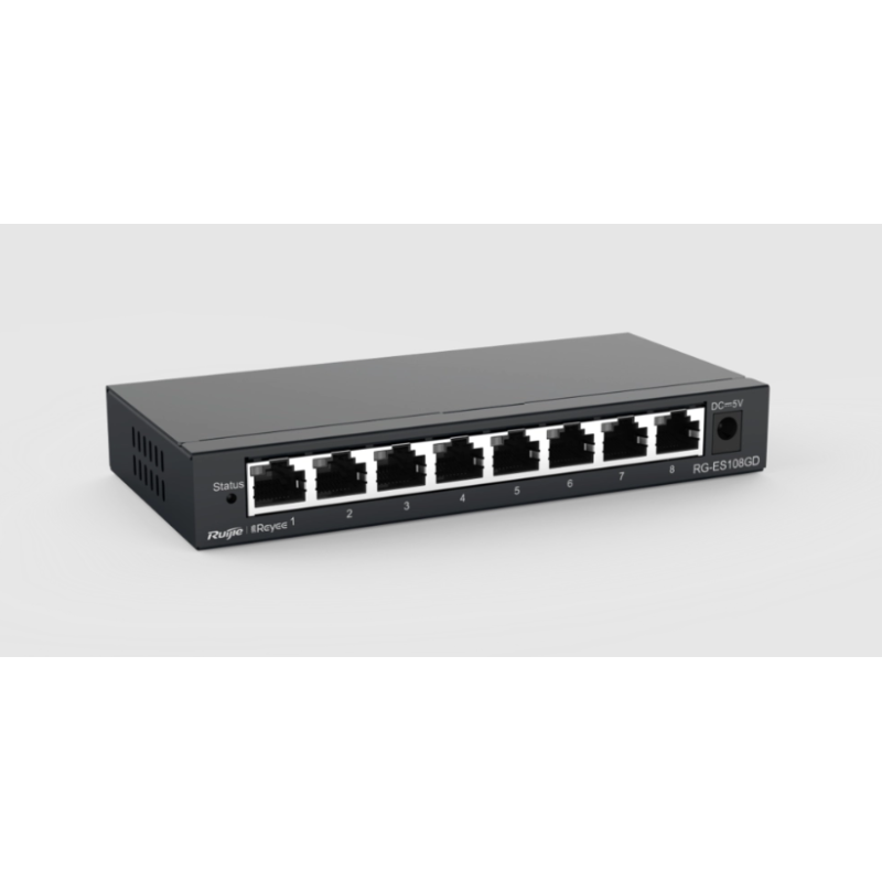 Switch non géré Gigabit à 8 ports, 8 ports RJ45 Gigabit, boîtier en acier