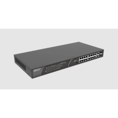   Switch non géré 16 ports à 100 Mbps + 2 ports combo RJ45/SFP Gigabit, 16 ports