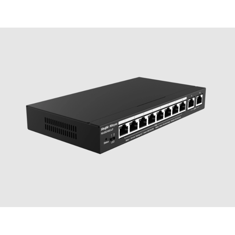 SWITCH PoE GIGABIT 10 ports : 8 ports PoE/PoE+, 2 ports gigabit RJ45 upling, 70W