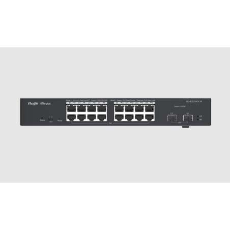 Switch PoE Gigabit smart 18 ports : 16 ports Gigabit RJ45 PoE/PoE+, 2 ports SFP