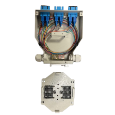 Boitier optique Monomode RAIL DIN pour 6 SCDX équipé (pigtails + traversées)