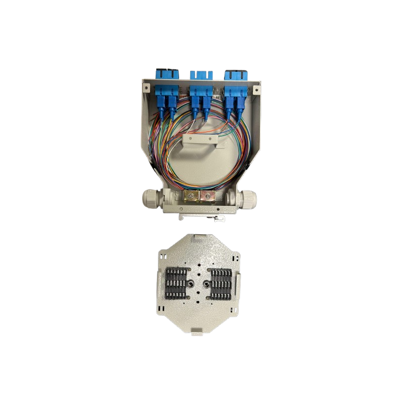 Boitier optique Monomode RAIL DIN pour 6 SCDX équipé (pigtails + traversées)