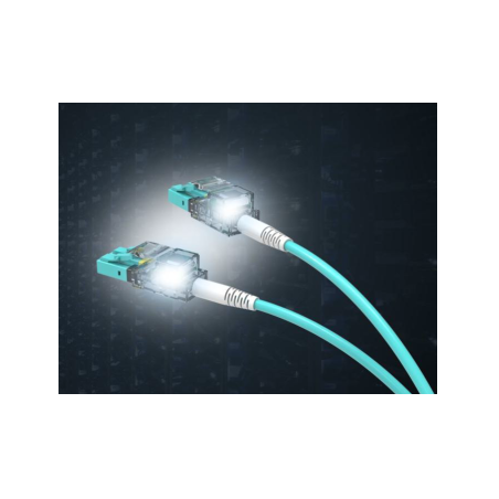 Jarretière optique OM3 LC/LC  tracable led USB C duplex Zipp, turquoise, 2 m